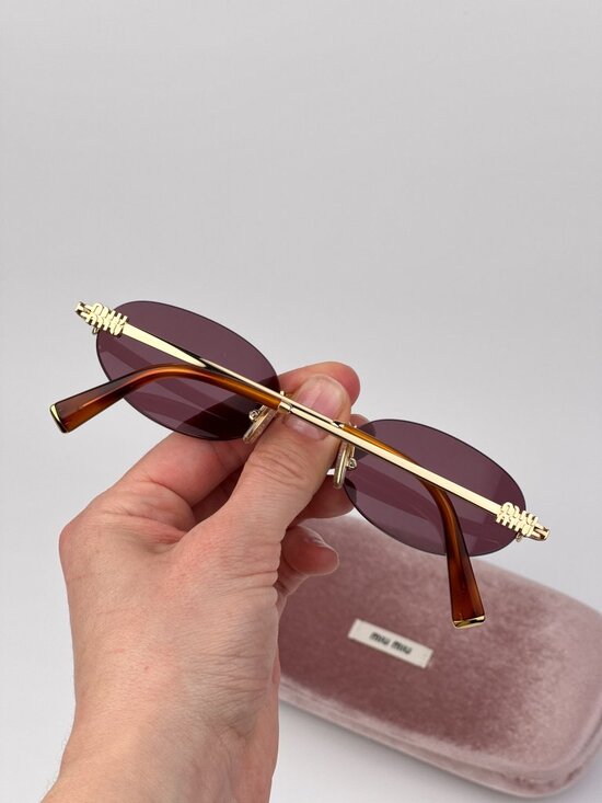 Miu Miu Women’s Sunglasses Gold Violet Oval Frames MUA54S 5AK20Y NEW main image 9